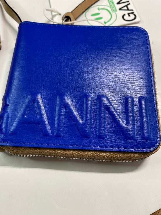 New GANNI Wallet on Strap Leather Royal Blue Zip Around Adjustable Strap - Picture 8 of 15